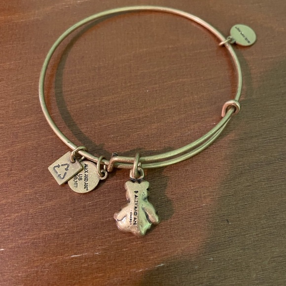 Gold Alex and ani RARE teddy bear adjustable slide bracelet - Picture 2 of 3